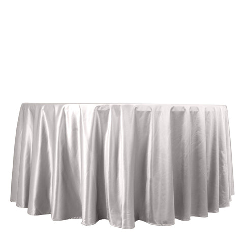 Scuba Round 120" Tablecloth Shimmering Silver - Wrinkle Free, Stain Resistant & Seamless Table Cover