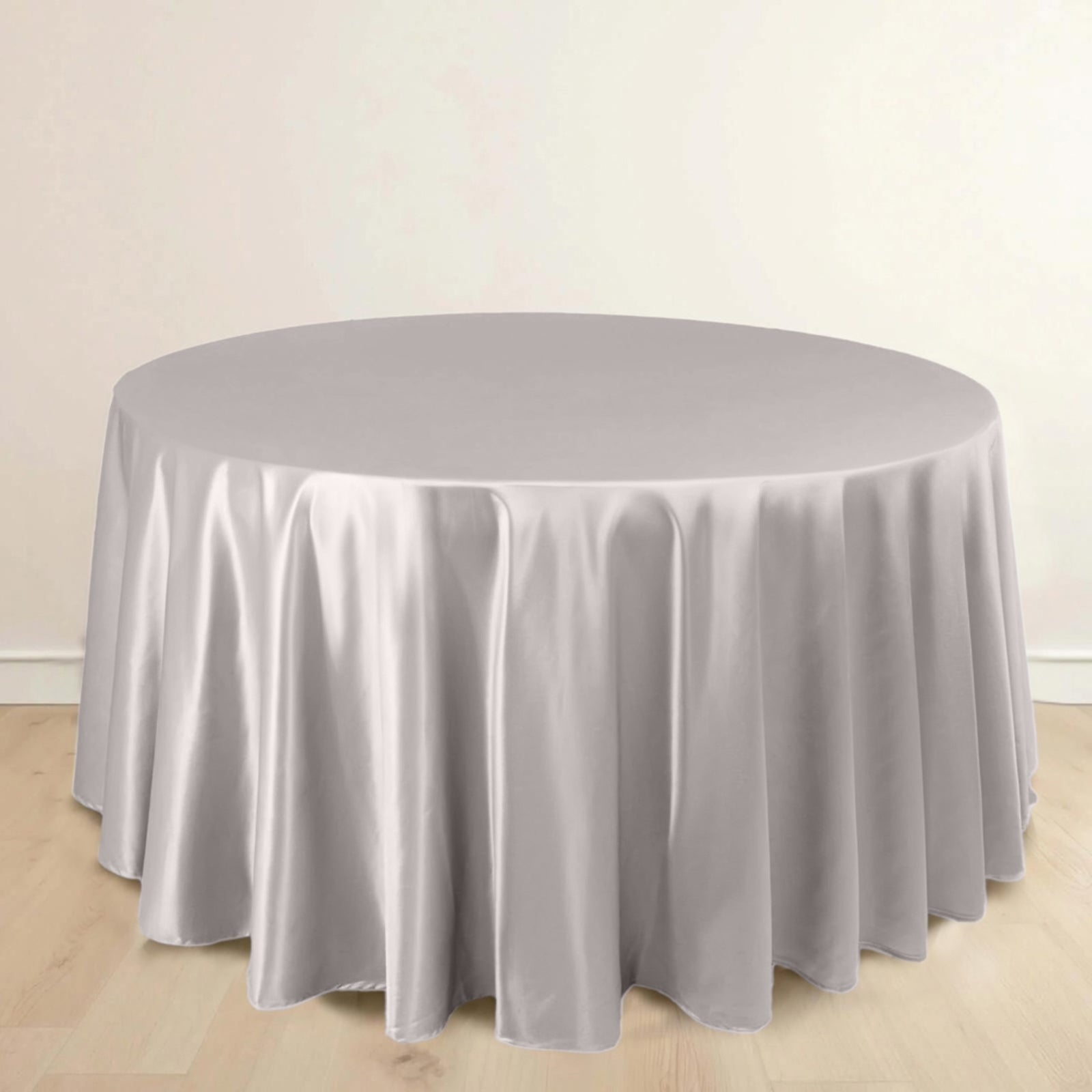 Scuba Round 120" Tablecloth Shimmering Silver - Wrinkle Free, Stain Resistant & Seamless Table Cover
