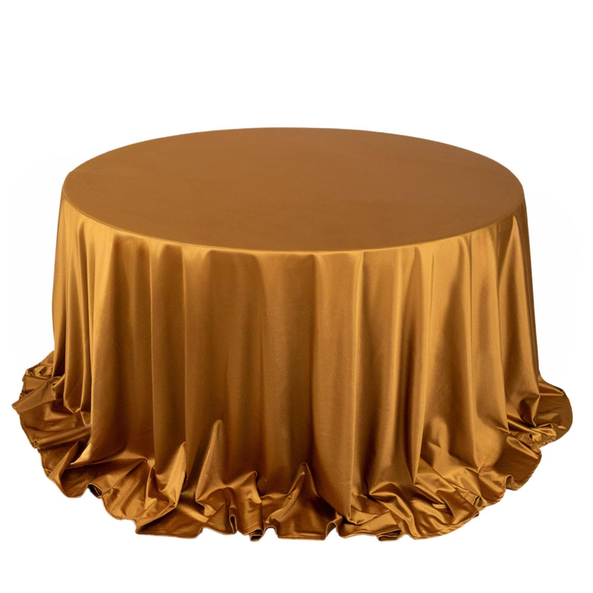 Scuba Round 132" Tablecloth Shimmering Gold - Wrinkle Free, Stain Resistant & Seamless Table Cover for Weddings and Parties