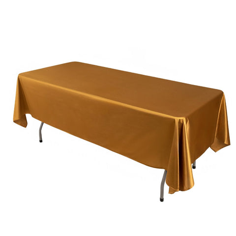 Scuba Rectangular 60"x102" Tablecloth Shimmering Gold - Wrinkle Free, Stain Resistant & Seamless Table Cover for Weddings and Parties