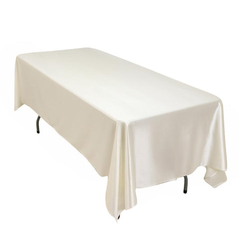 Scuba Rectangular 60"x102" Tablecloth Shimmering Pearl White - Wrinkle Free & Stain Resistant Table Cover