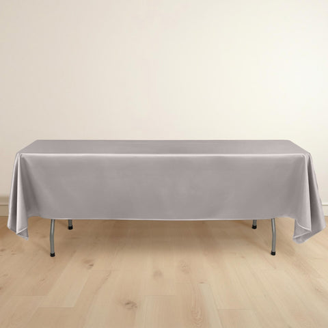 Scuba Rectangular 60"x102" Tablecloth Shimmering Silver - Wrinkle Free & Stain Resistant Table Cover