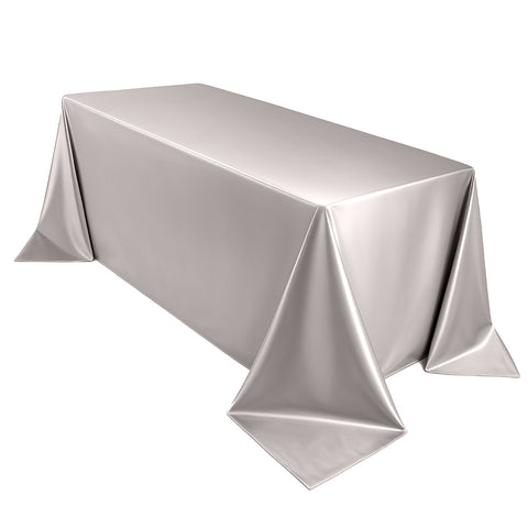 Scuba Rectangular 90"x132" Tablecloth Shimmering Silver - Wrinkle Free & Stain Resistant Seamless Table Cover