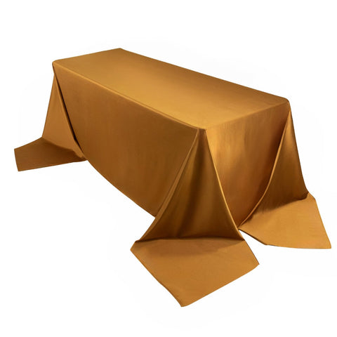 Scuba Rectangular 90"x156" Tablecloth Shimmering Gold - Wrinkle Free & Stain Resistant Seamless Table Cover for Weddings and Parties