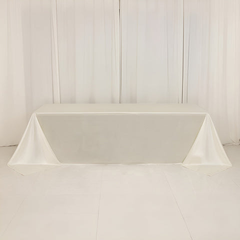 Scuba Rectangular 90"x156" Tablecloth Shimmering Pearl White - Wrinkle Free & Stain Resistant Seamless Table Cover