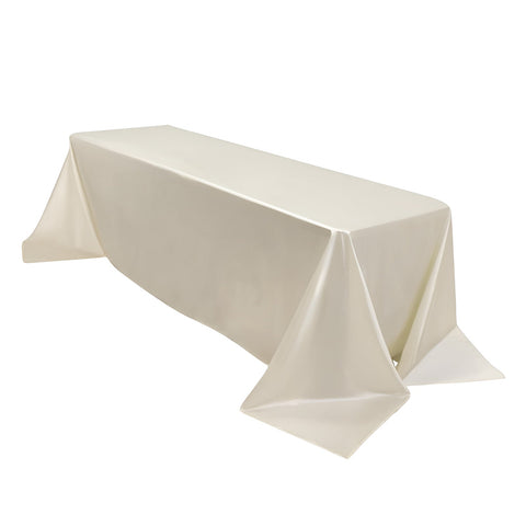 Scuba Rectangular 90"x156" Tablecloth Shimmering Pearl White - Wrinkle Free & Stain Resistant Seamless Table Cover