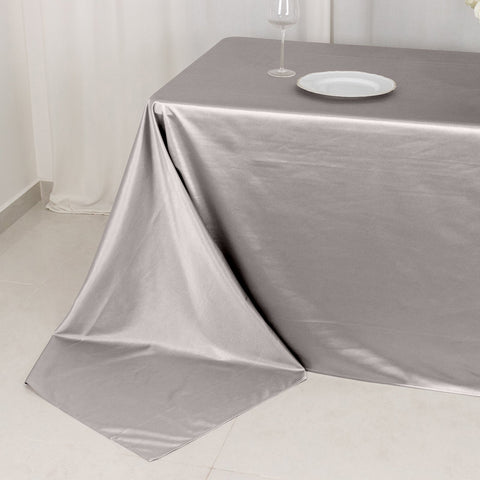 Scuba Rectangular 90"x156" Tablecloth Shimmering Silver - Wrinkle Free & Stain Resistant Seamless Table Cover