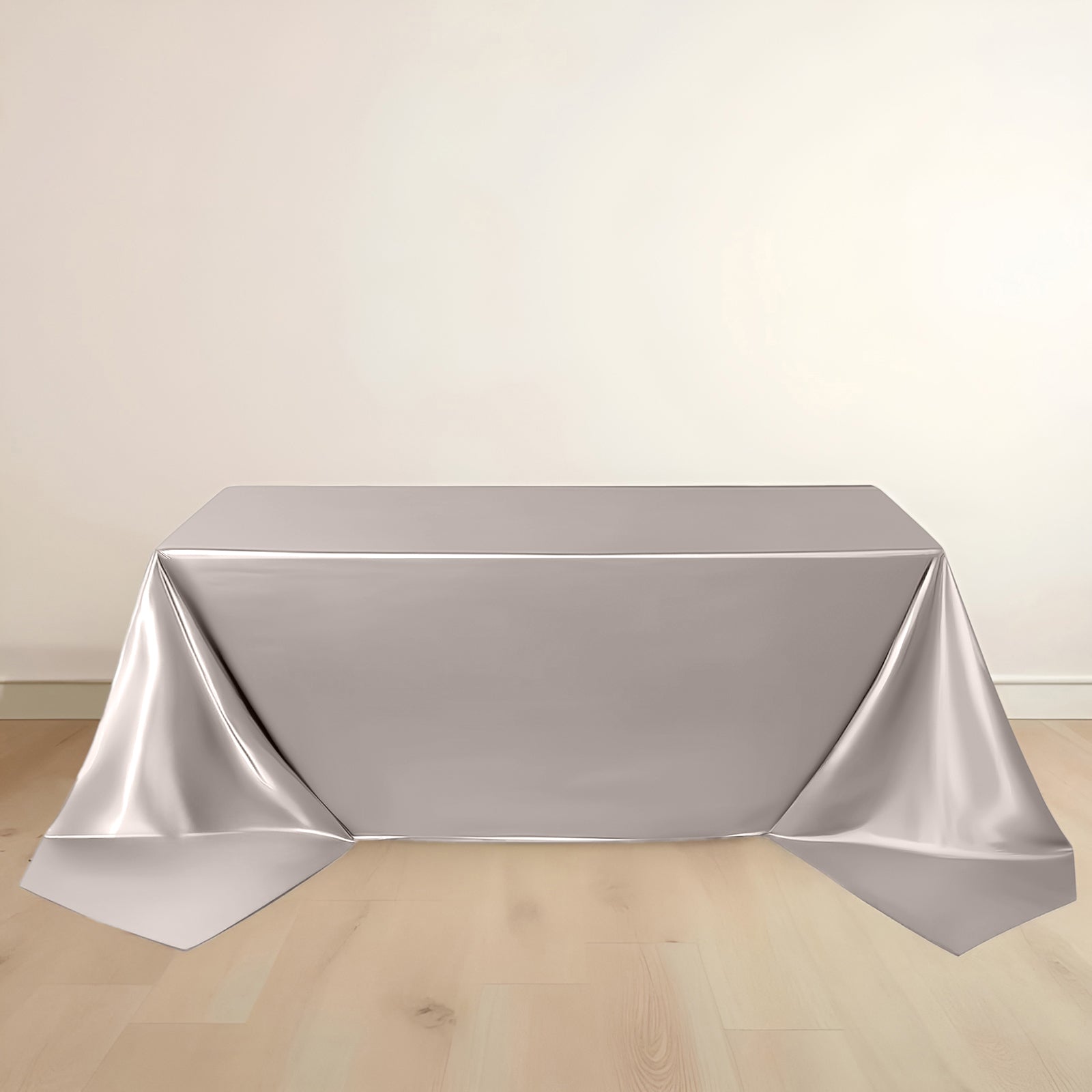 Scuba Rectangular 90"x156" Tablecloth Shimmering Silver - Wrinkle Free & Stain Resistant Seamless Table Cover