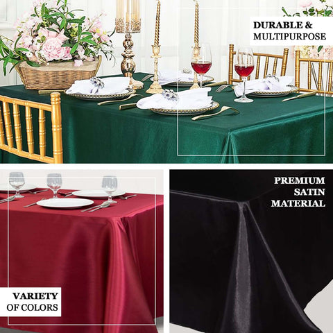 Satin Rectangular 90"x156" Tablecloth White - Seamless Stylish Table Cover for Wedding & Event Decoration