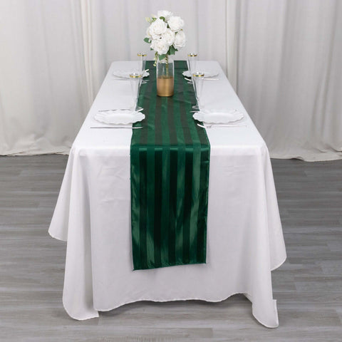 Satin 12"x108" Table Runner Hunter Emerald Green - Stripe Table Decor