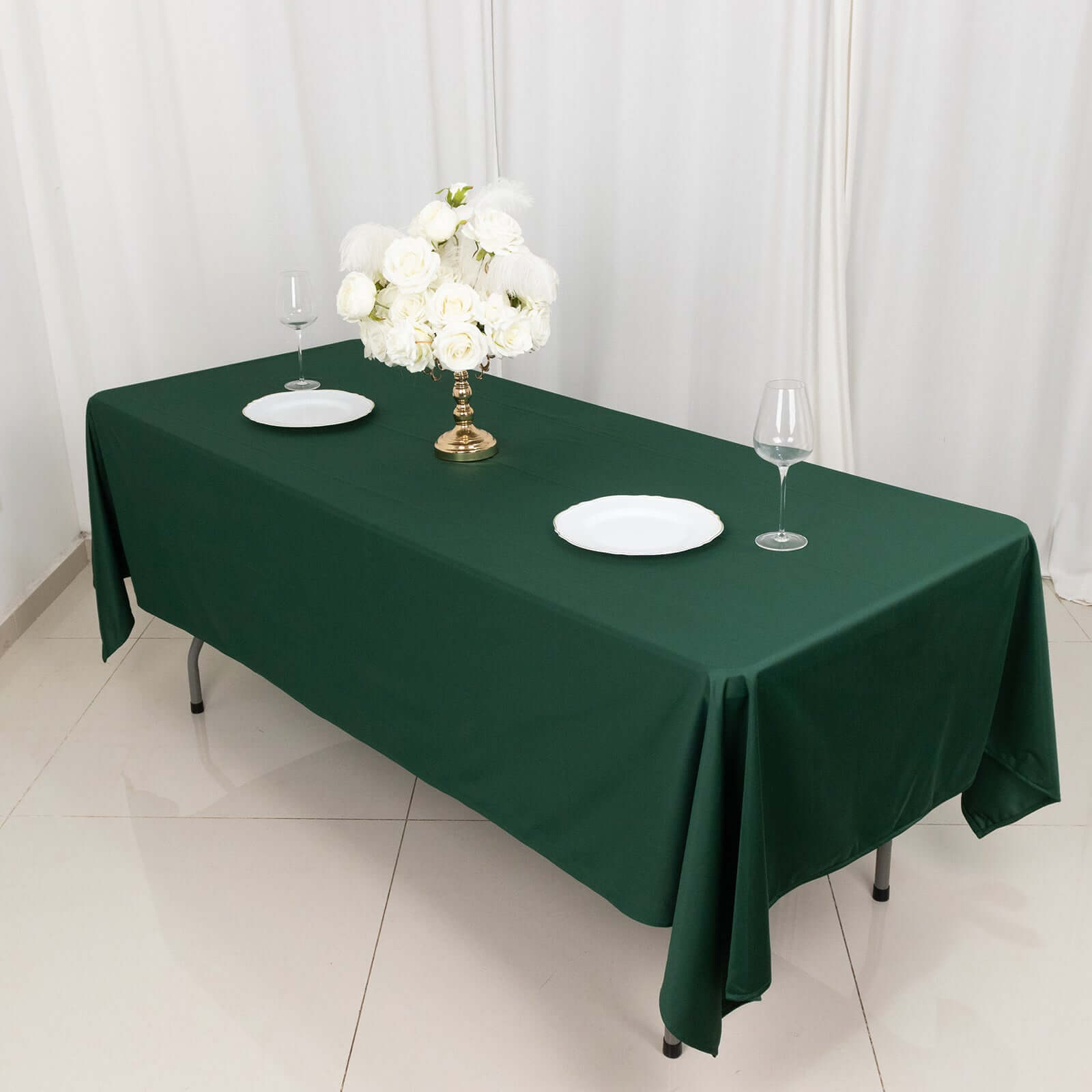 Scuba Rectangular 60"x102" Tablecloth Hunter Emerald Green - Wrinkle Free & Stain Resistant Table Cover