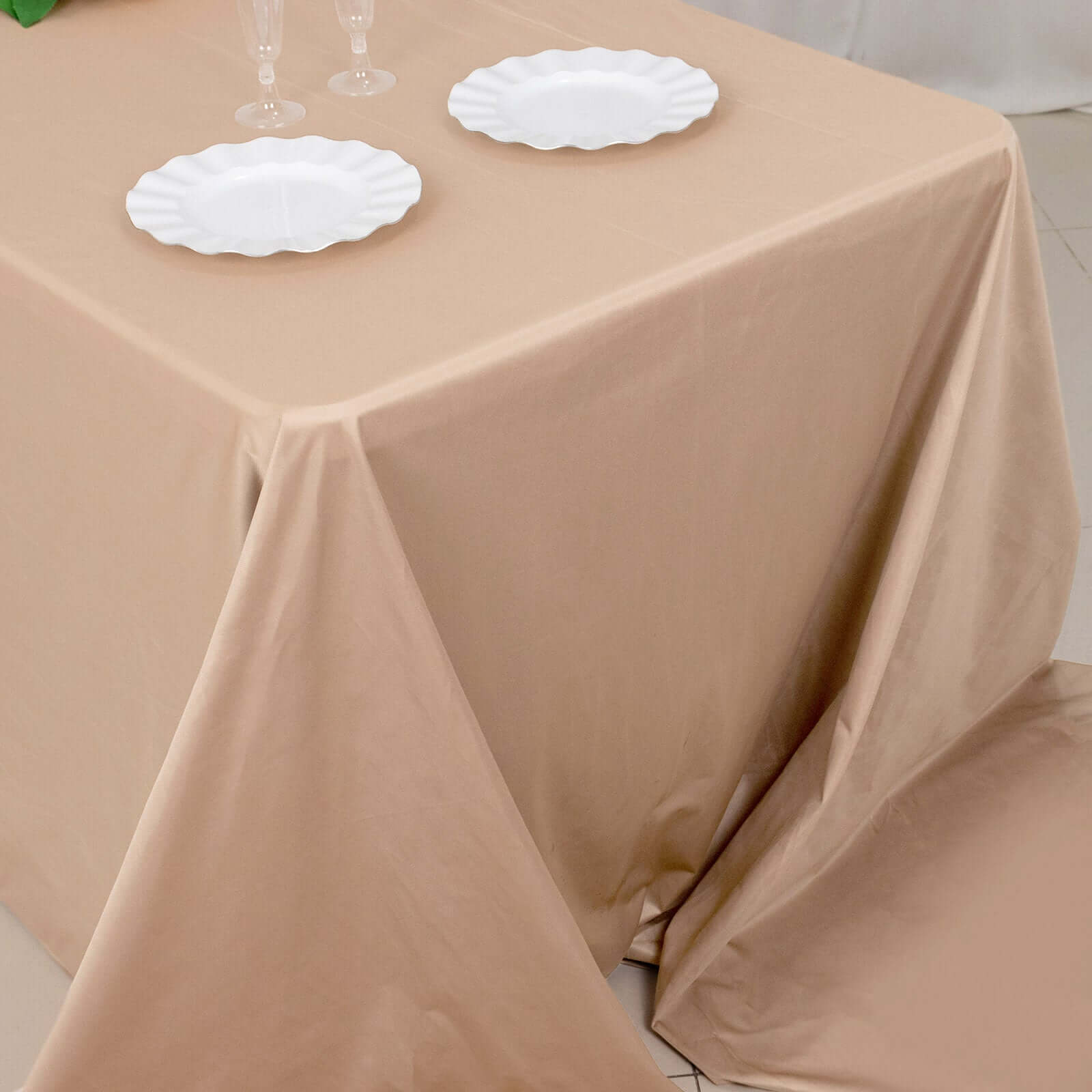 Scuba Rectangular 90"x156" Tablecloth Nude - Wrinkle Free, Stain Resistant & Seamless Table Cover