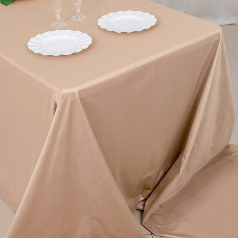 Scuba Rectangular 90"x156" Tablecloth Nude - Wrinkle Free, Stain Resistant & Seamless Table Cover