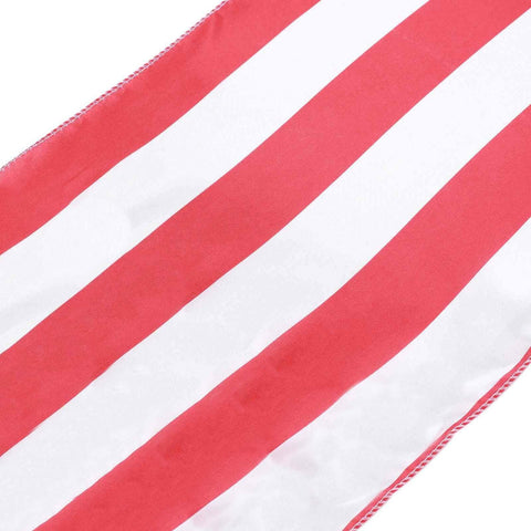 Satin 12"x108" Table Runner Red/White Stripe - Classic Striped Design