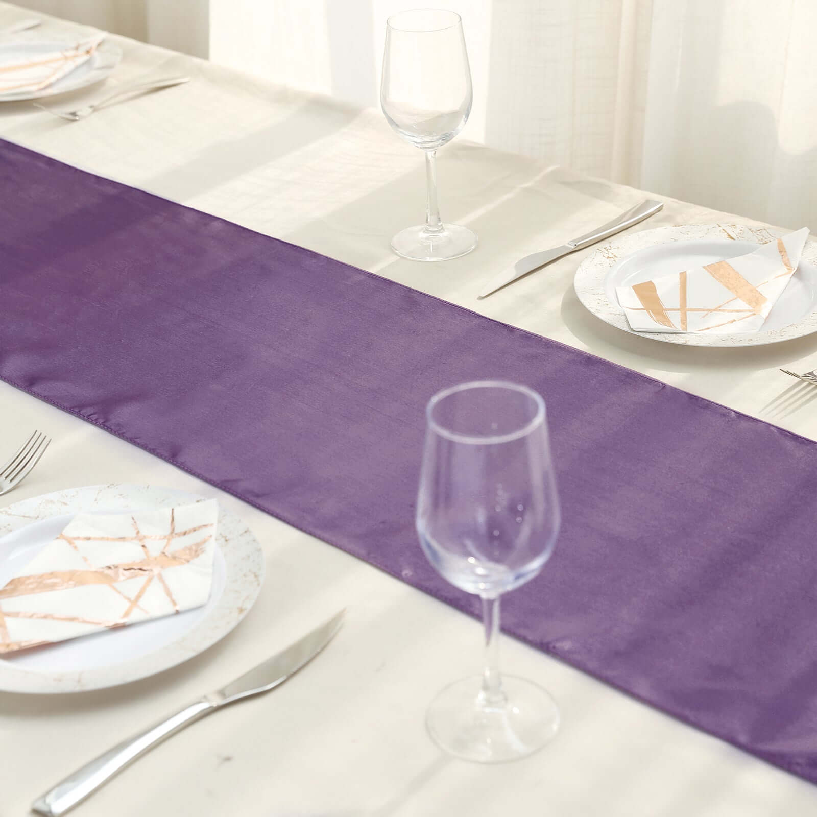 Satin 12"x108" Table Runner Violet Amethyst - Stylish Table Linen