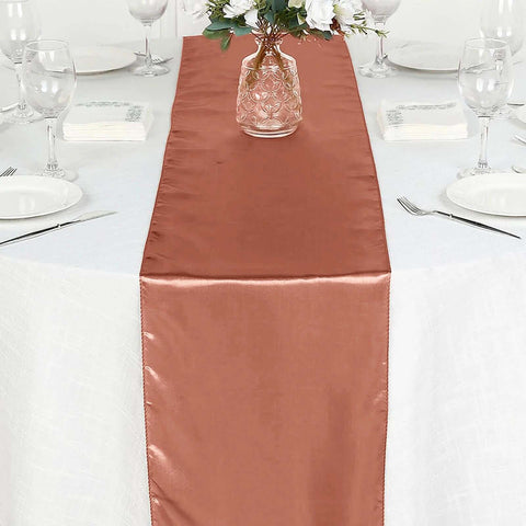 Satin 12"x108" Table Runner Terracotta (Rust) - Stylish Table Linen