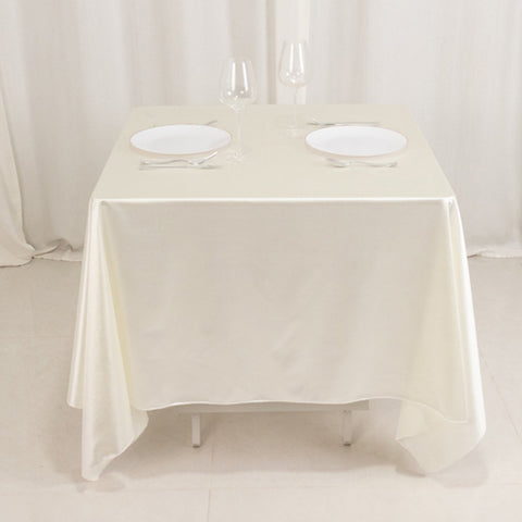 Scuba Square 70"x70" Tablecloth Shimmer Pearl White - Wrinkle Free & Stain Resistant Table Cover for Weddings and Parties