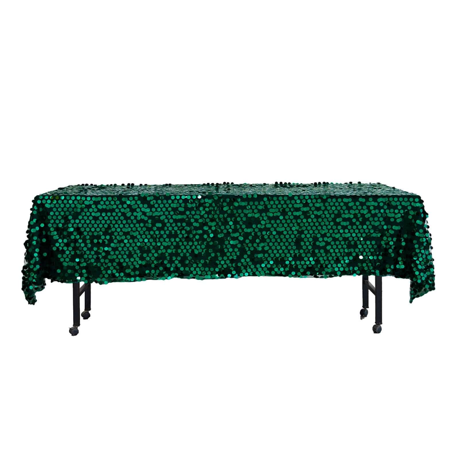 Sequin 60"x102" Rectangle Tablecloth Hunter Emerald Green - Big Payette Design for Modern Gatherings