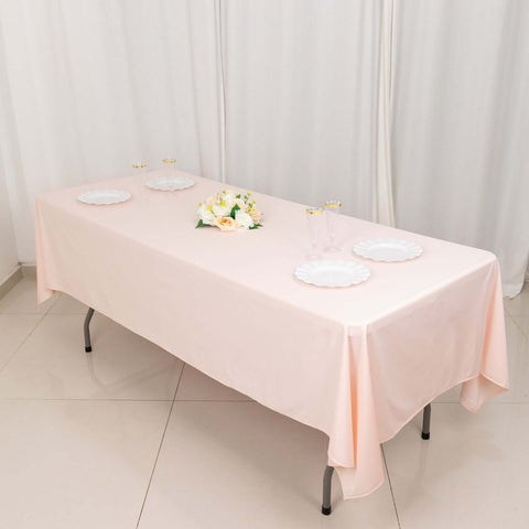 Scuba Rectangular 60"x102" Tablecloth Blush - Wrinkle Free & Stain Resistant Table Cover