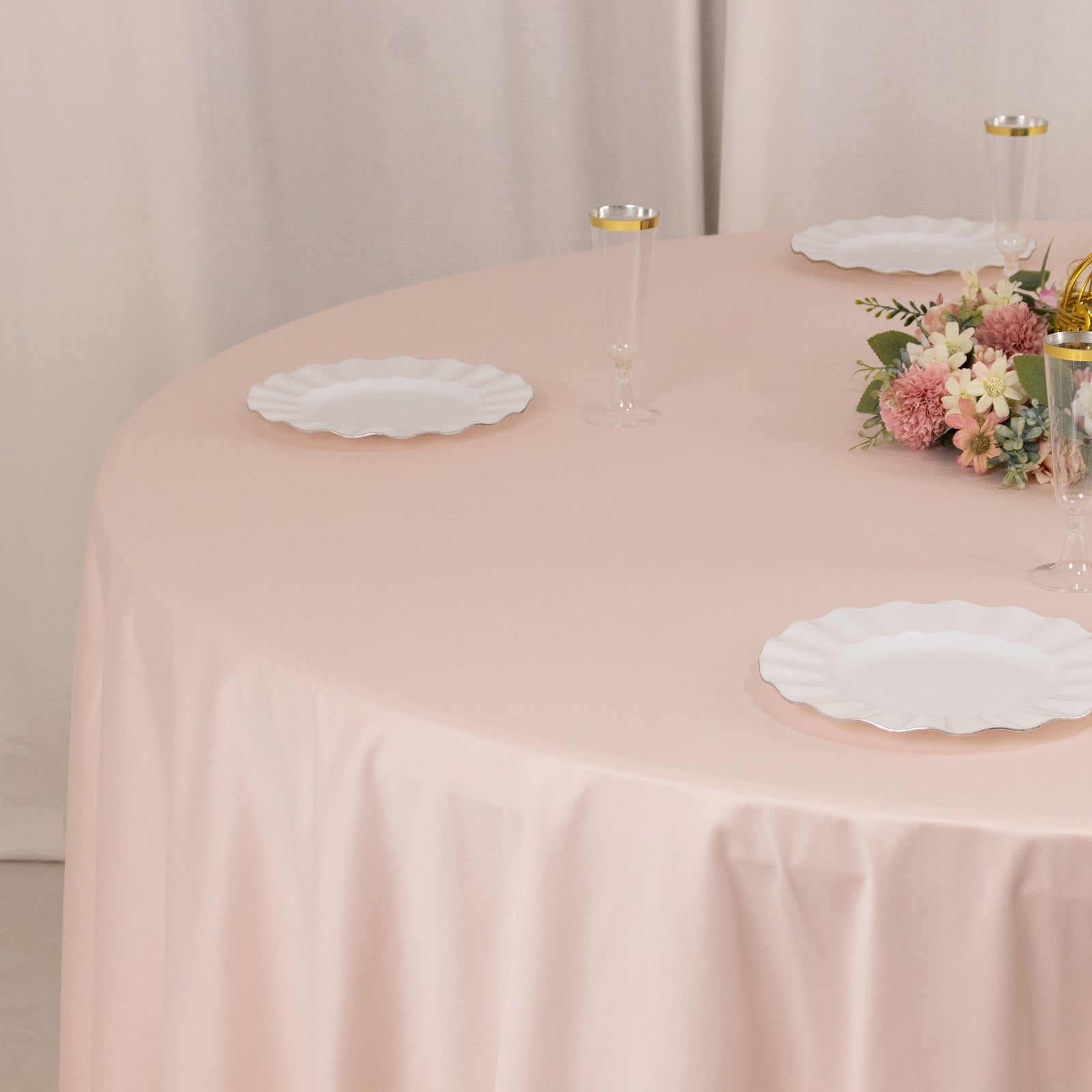 Scuba Round 108" Tablecloth Blush - Wrinkle Free & Stain Resistant Table Cover