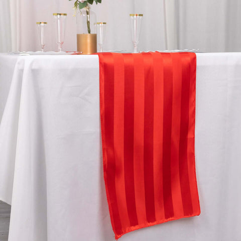 Satin 12"x108" Table Runner Red - Stripe Table Decor