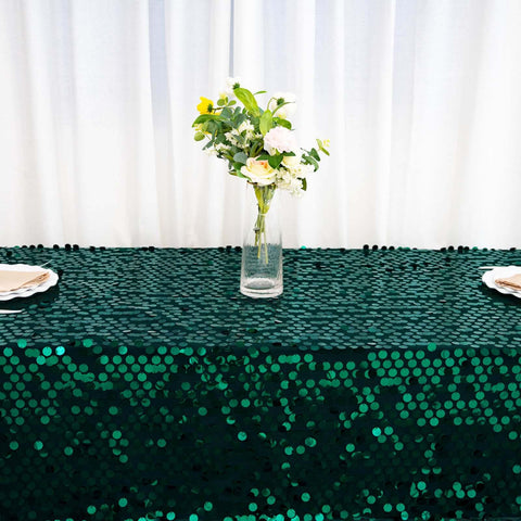 Sequin 60"x102" Rectangle Tablecloth Hunter Emerald Green - Big Payette Design for Modern Gatherings