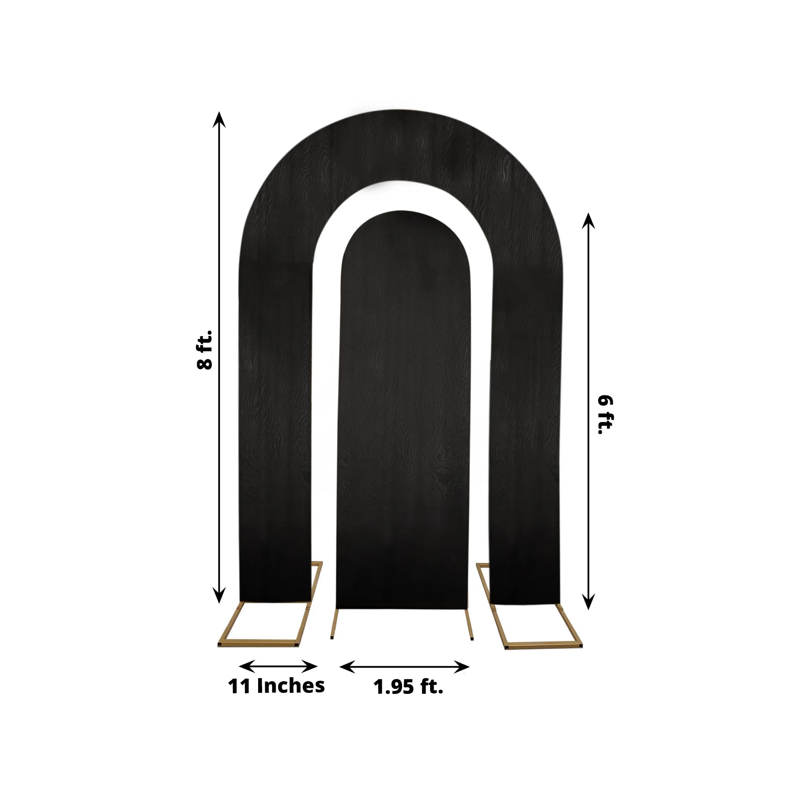 Set of 2 Black Spandex Fitted Wedding Arch Covers for Round Top and Double Arch Chiara Backdrop Stands - 6ft,8ft