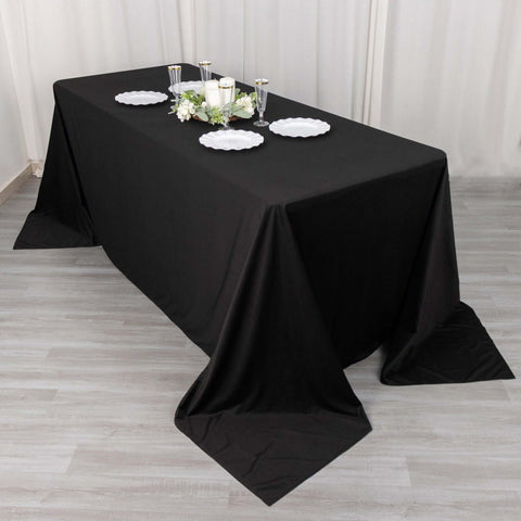 Scuba Rectangular 90"x132" Tablecloth Black - Wrinkle Free, Stain Resistant & Seamless Table Cover for Weddings and Parties