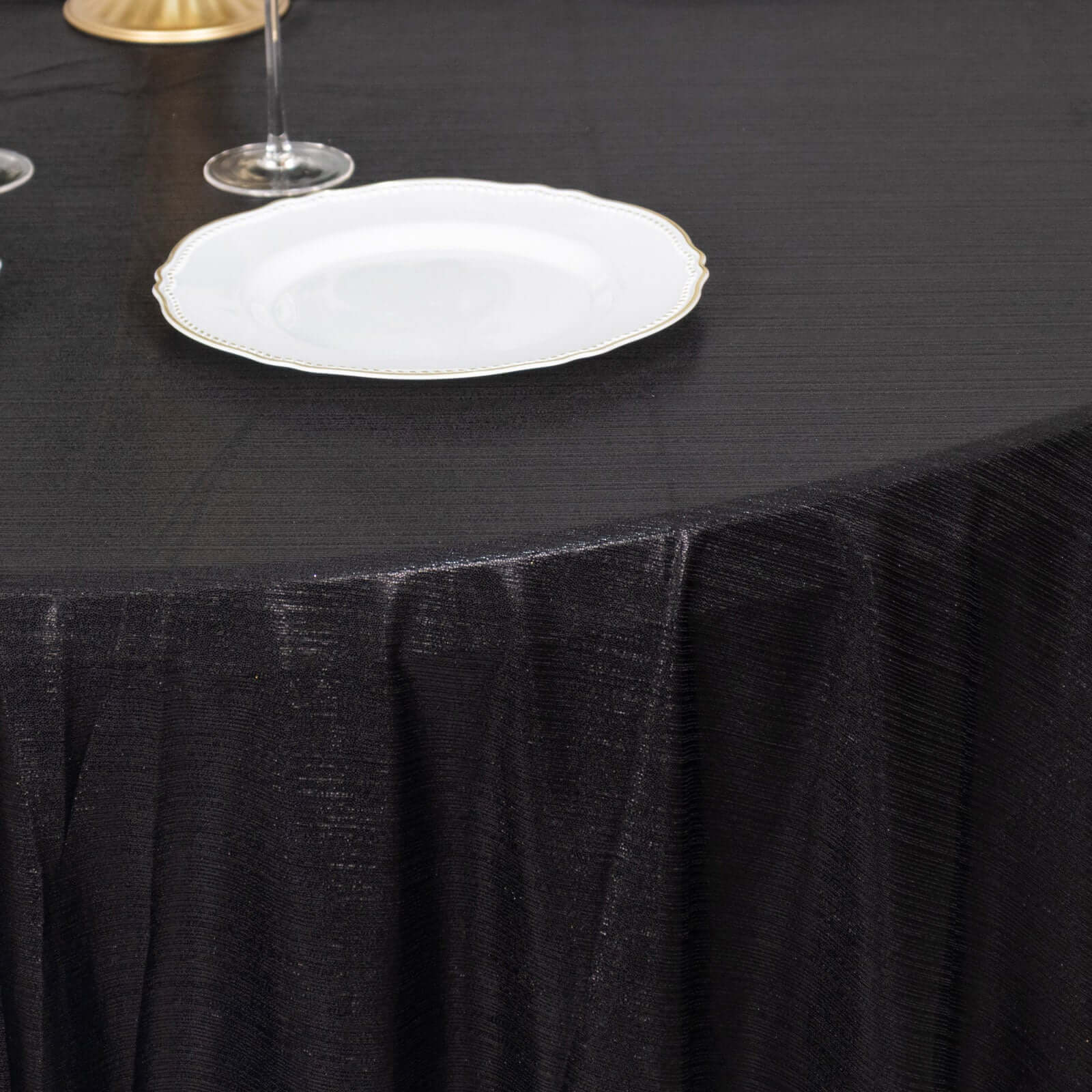 Sequin Dots Polyester Round 120" Tablecloth Shimmering Black - Wrinkle Free & Sparkling Table Cover