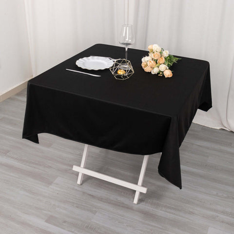 Scuba Square 54"x54" Tablecloth Black - Wrinkle Free & Stain Resistant Table Cover