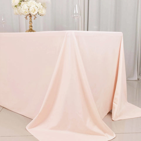 Scuba Rectangular 90"x132" Tablecloth Blush - Wrinkle Free, Stain Resistant & Seamless Table Cover
