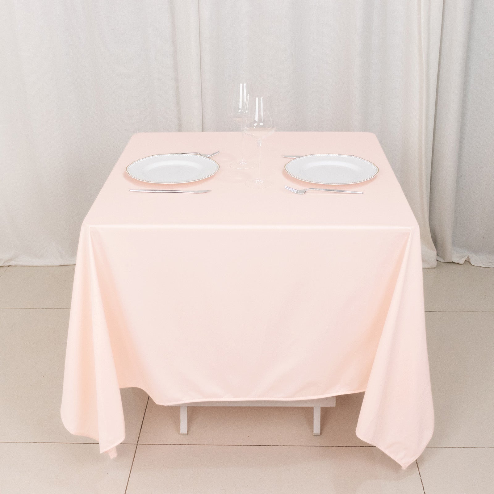 Scuba Square 70"x70" Tablecloth Blush - Wrinkle Free & Stain Resistant Table Cover