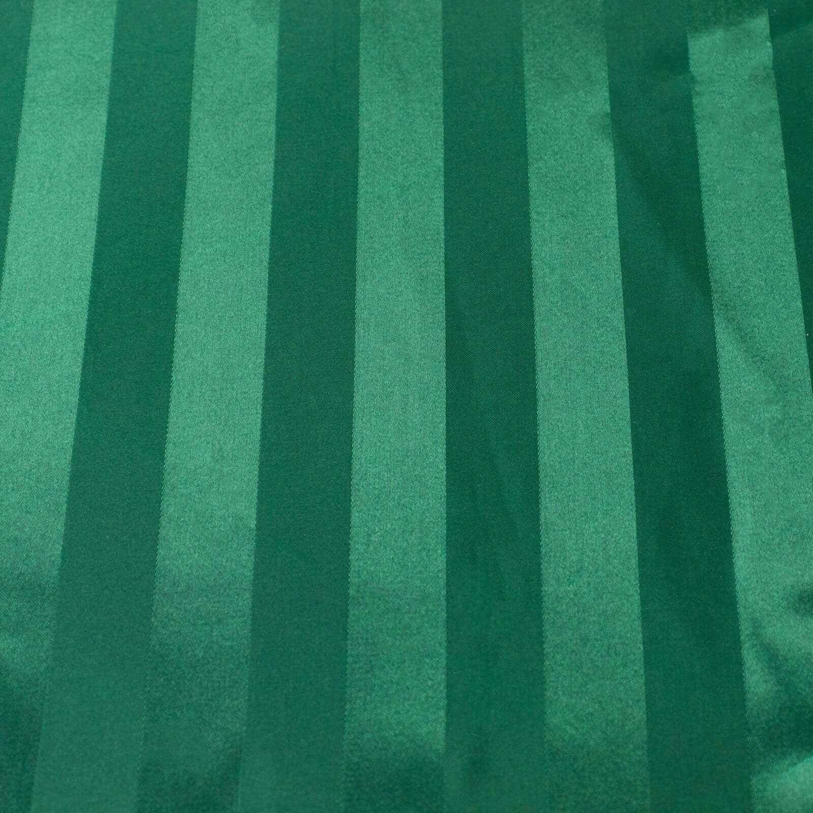 Satin Striped 90"x132" Rectangular Tablecloth Hunter Emerald Green - Seamless Silky Smooth Table Cover