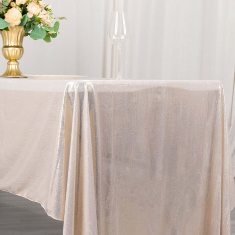 Sequin Dots Polyester 60"x126" Rectangle Tablecloth Shimmering Beige - Wrinkle Free & Sparkling Table Cover