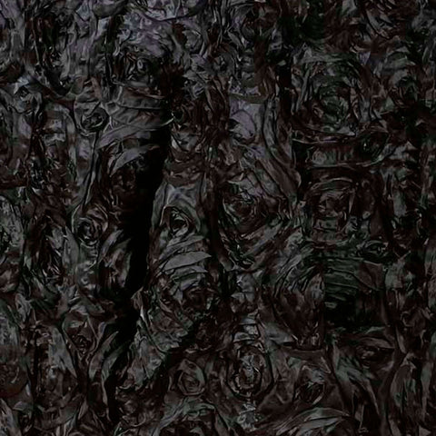 Satin Rosette Chair Cover for Banquet Chairs Black - Stretch Fitted Slip-On Slipcover