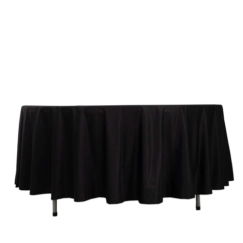 Scuba Round 108" Tablecloth Black - Wrinkle Free & Stain Resistant Table Cover for Exquisite Events