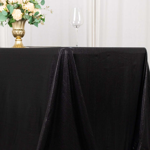 Sequin Dots Polyester 90"x132" Rectangle Tablecloth Shimmering Black - Seamless, Glittering & Wrinkle Free Table Cover