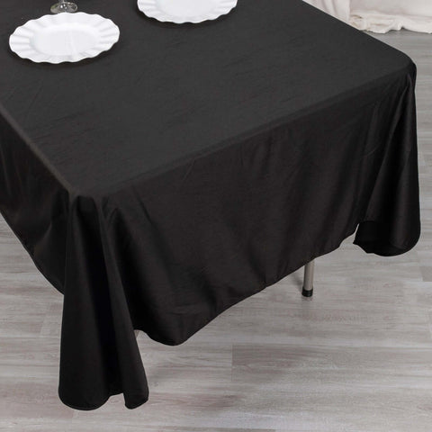 Scuba Rectangular 60"x102" Tablecloth Black - Wrinkle Free & Stain Resistant Table Cover for Weddings and Banquets