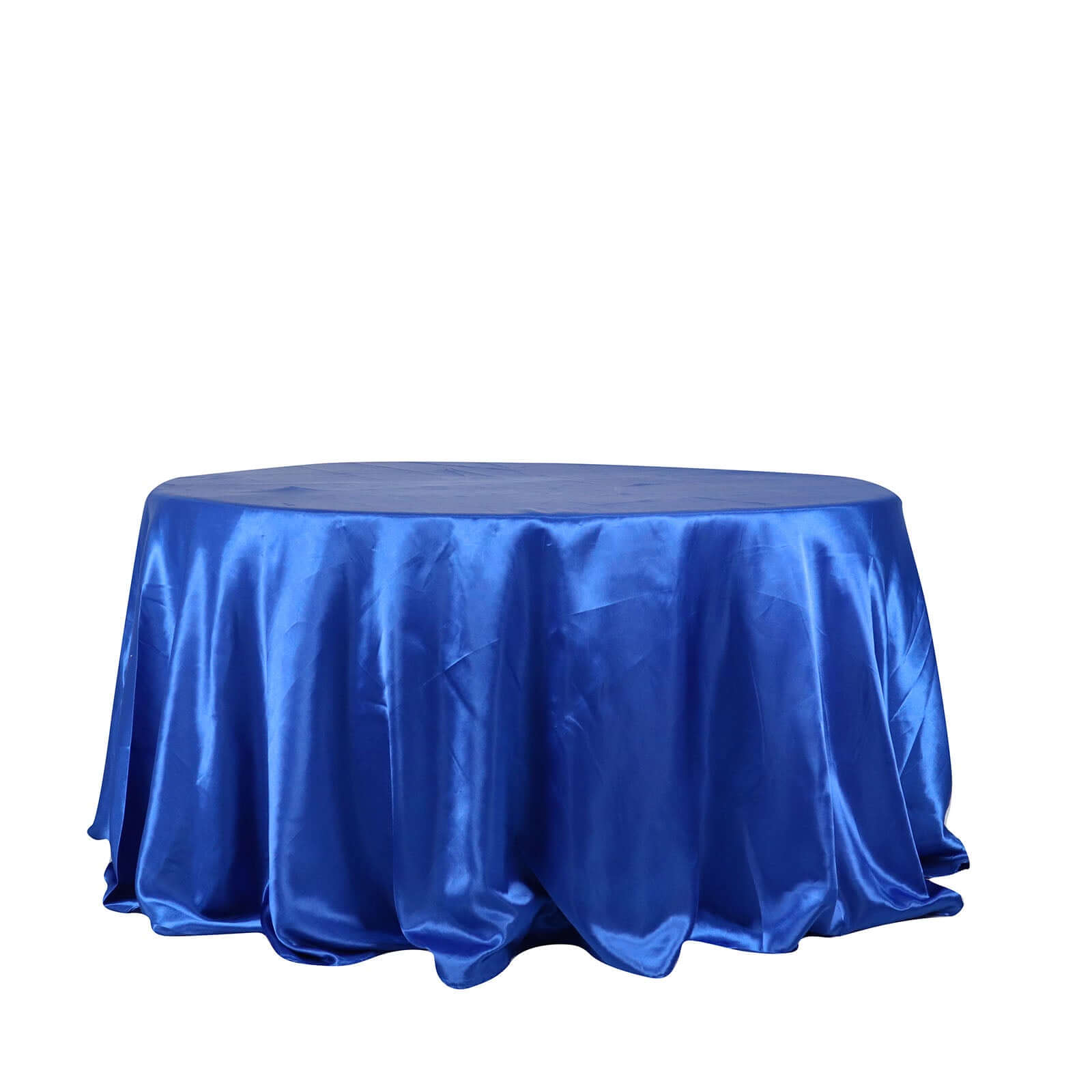 Satin 132" Round Tablecloth Royal Blue - Stylish Seamless Table Cover