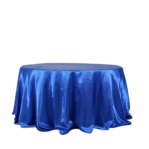 Satin 132" Round Tablecloth Royal Blue - Stylish Seamless Table Cover