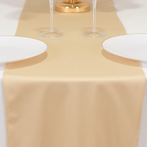 Scuba Polyester 12"x108" Table Runner Beige - Wrinkle-Free Table Linen