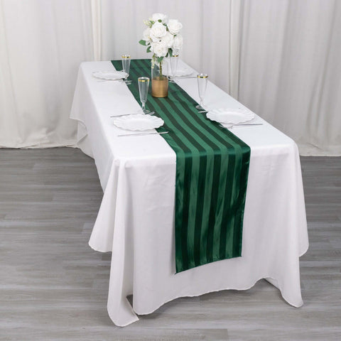 Satin 12"x108" Table Runner Hunter Emerald Green - Stripe Table Decor