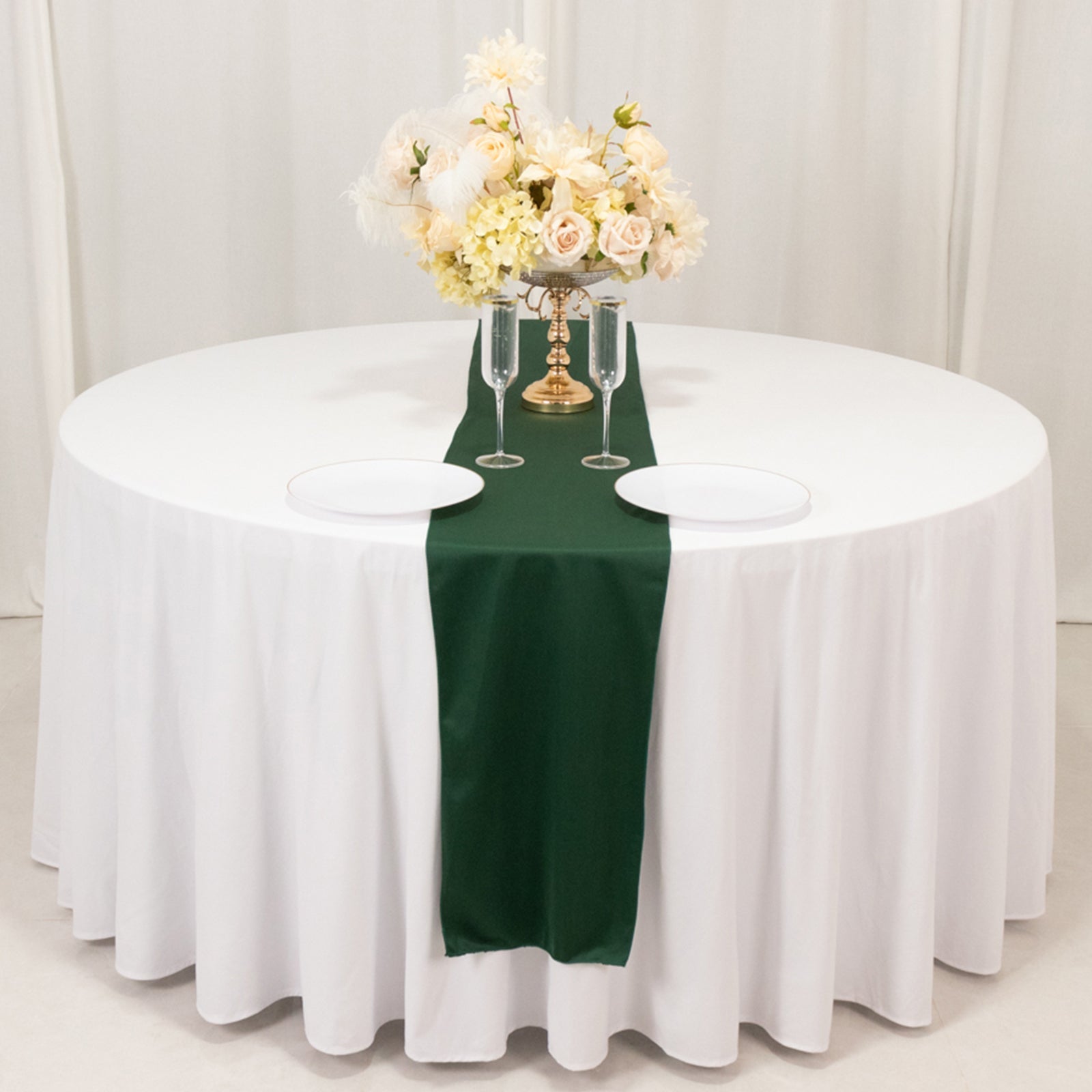 Scuba Polyester 12"x108" Table Runner Hunter Emerald Green - Wrinkle-Free Table Linen