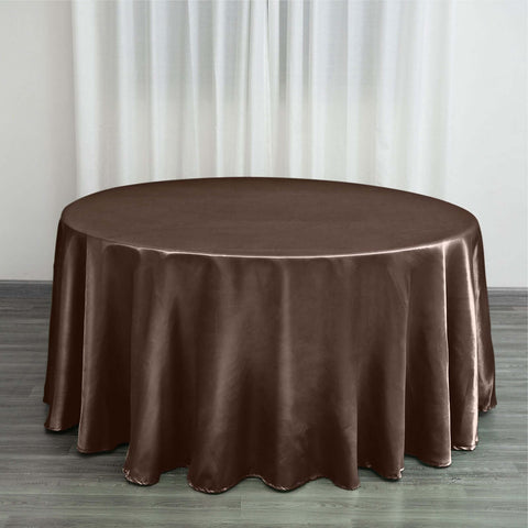 Satin 120" Round Tablecloth Chocolate - Stylish Seamless Table Cover