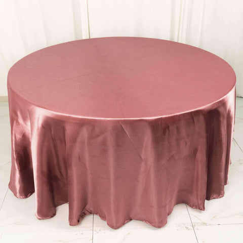 Satin 120" Round Tablecloth Cinnamon Rose - Stylish Seamless Table Cover