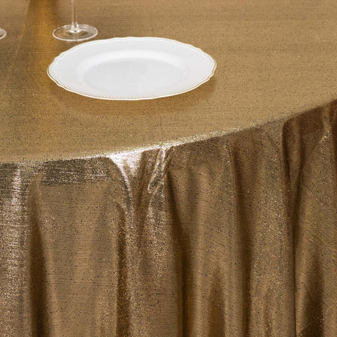 Sequin Dots Polyester Round 120" Tablecloth Shimmering Antique Gold - Wrinkle Free & Sparkling Table Cover