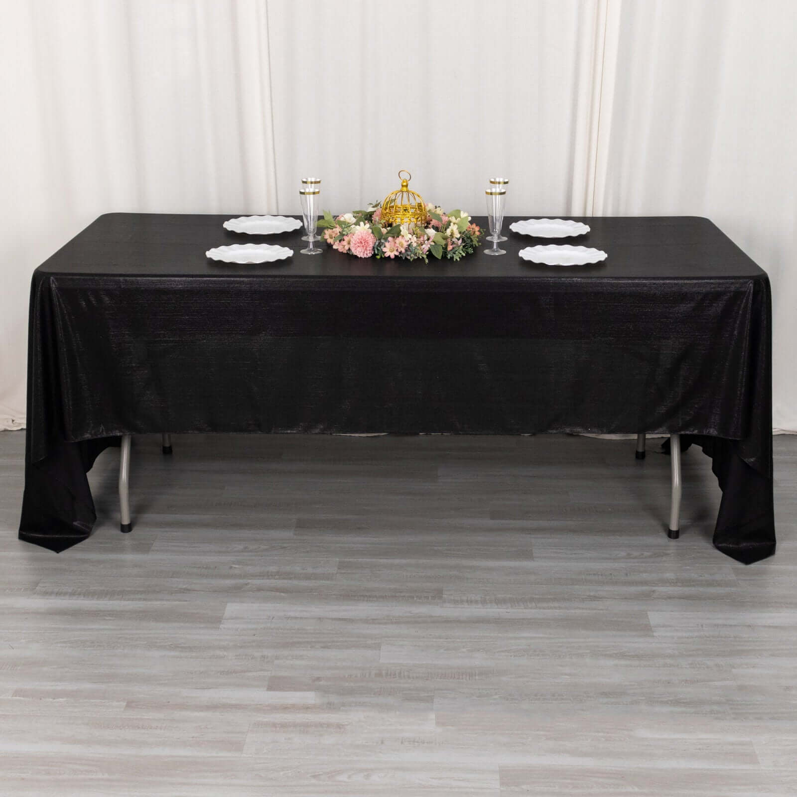 Sequin Dots Polyester 60"x126" Rectangle Tablecloth Shimmering Black - Wrinkle Free & Sparkling Table Cover