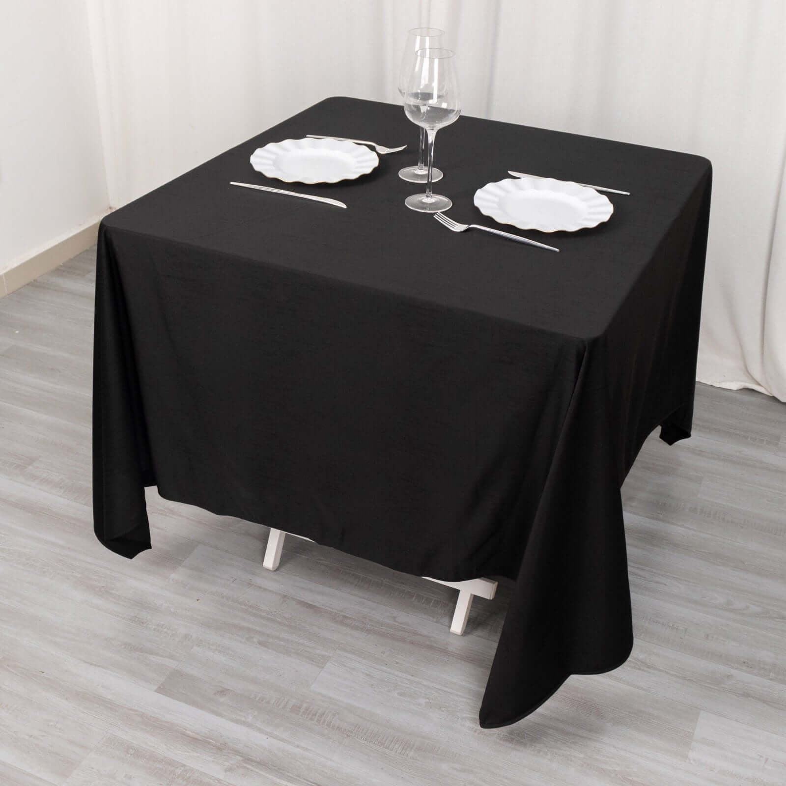 Scuba Square 70"x70" Tablecloth Black - Wrinkle Free & Stain Resistant Table Cover