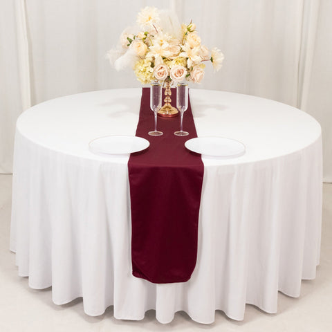 Scuba Polyester 12"x108" Table Runner Burgundy - Wrinkle-Free Table Linen