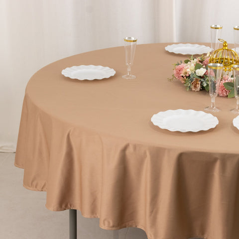 Scuba Round 90" Tablecloth Nude - Wrinkle Free & Stain Resistant Table Cover